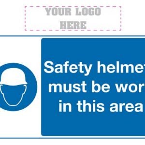 Safety helmets must be worn in this area sign